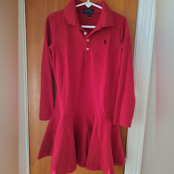 Polo Ralph Lauren Other - Polo by Ralph Lauren Girls' Red Long-Sleeve Polo Dress with Flared Skirt